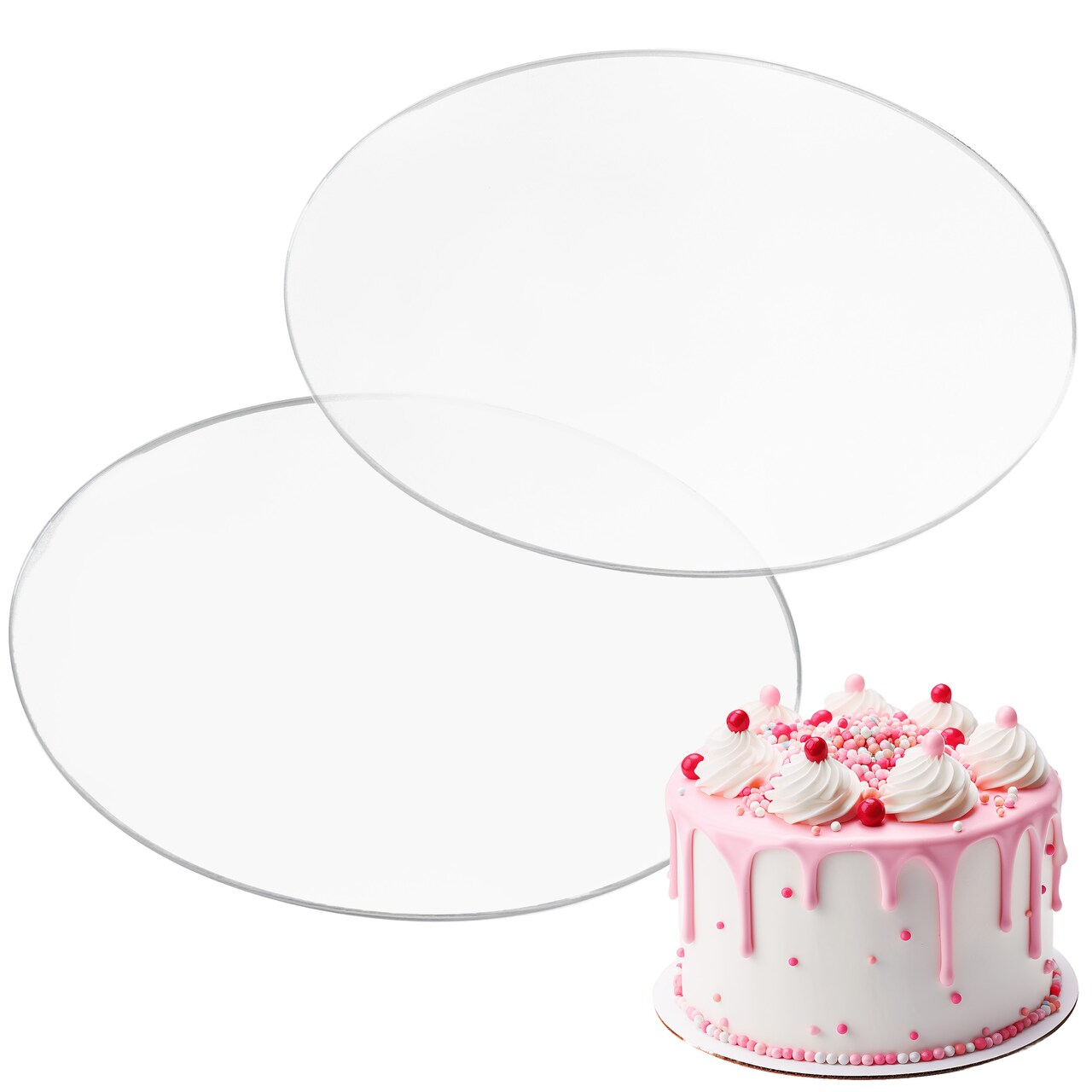 Spec101 Acrylic Cake Disc, 2 Packs - Round Acrylic Disc Set Cake Disk